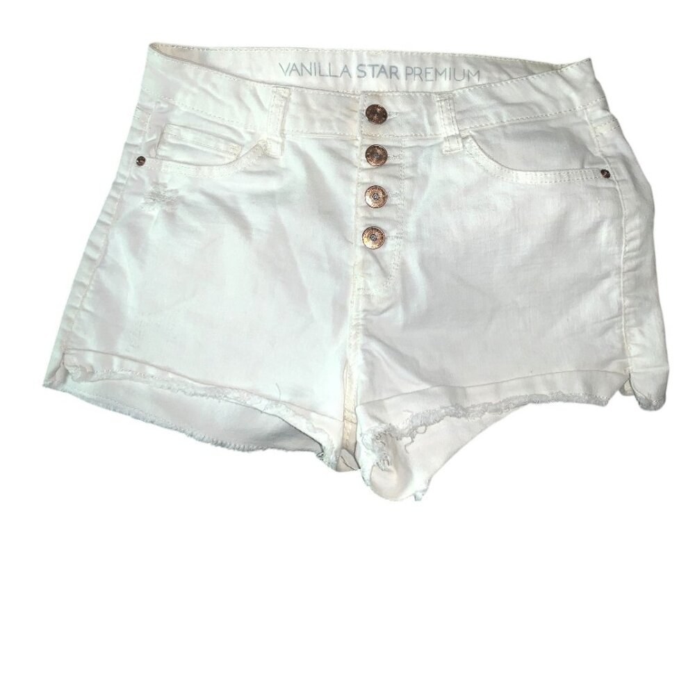 Vanilla Star Premium White Denim Shorts with fray edge size 3